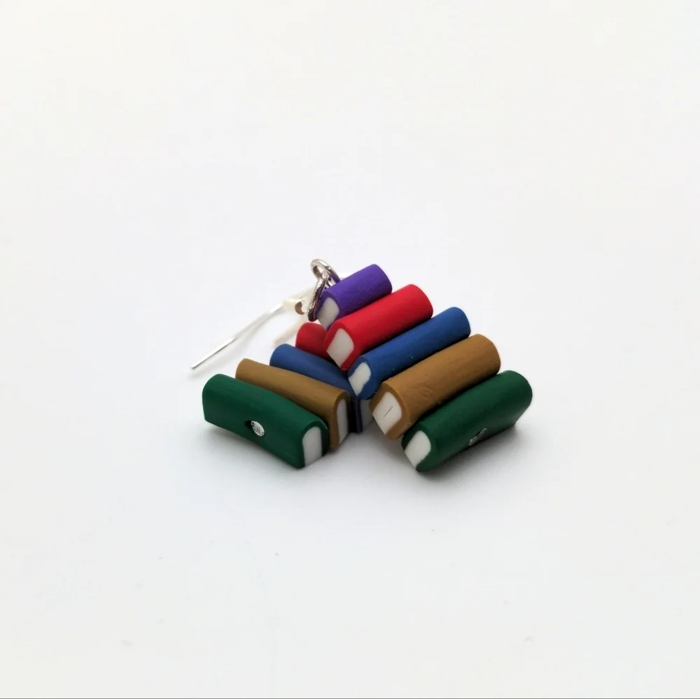 Colorful Bookstack Earrings - Picture 3 of 14